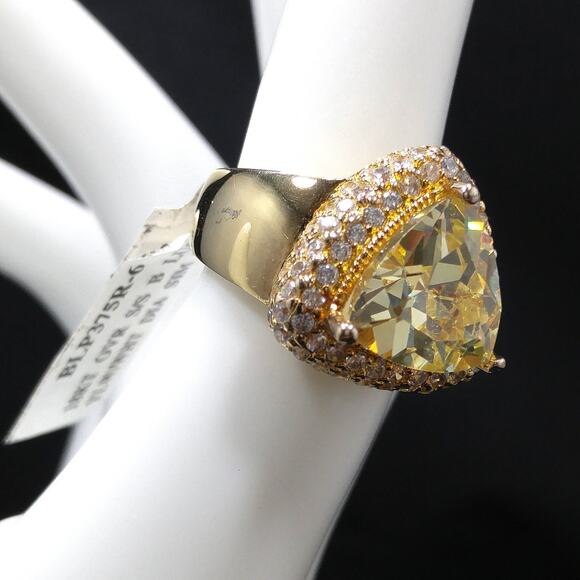 Bella Luce Yellow CZ Ring, 18K Gold Over Sterling Silver, Size 6, NOS w/ Tag - Picture 8 of 10